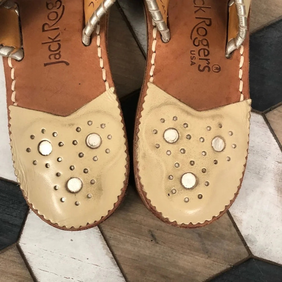 Jack Rogers Hamptons‎ Leather Sandal In Beige Tan - Picture 6 of 8